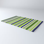 Lime Green Bright Navy Blue Gray and White Vertical Stripes Pattern Rug Gallery Image 3