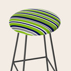 Lime Green Bright Navy Blue Gray and White Vertical Stripes Pattern Stool Gallery Image 2
