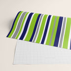 Lime Green Bright Navy Blue Gray and White Vertical Stripes Pattern Wrapping Paper Gallery Image 2