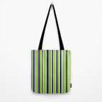Lime Green Bright Navy Blue Gray and White Vertical Stripes Pattern Tote Bag Gallery Image 2