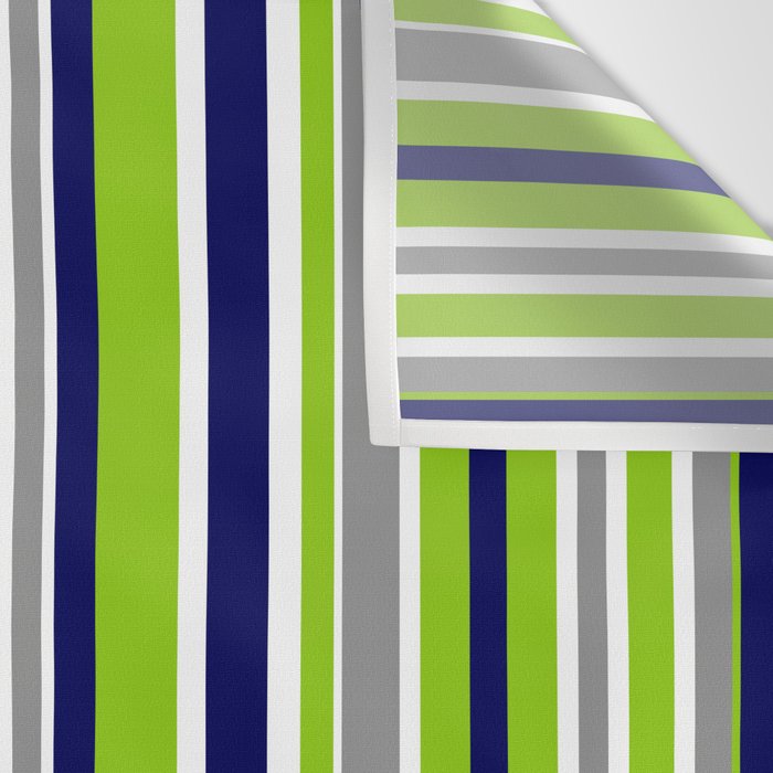 Lime Green Bright Navy Blue Gray and White Vertical Stripes Pattern Wall Tapestry Gallery Image 3