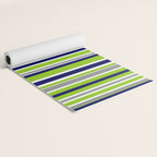 Lime Green Bright Navy Blue Gray and White Vertical Stripes Pattern Yoga Mat Gallery Image 2