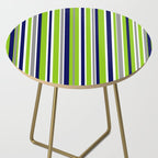 Lime Green Bright Navy Blue Gray and White Vertical Stripes Pattern Side Table Gallery Image 2