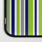Lime Green Bright Navy Blue Gray and White Vertical Stripes Pattern Laptop Sleeve Gallery Image 3