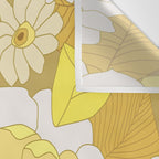 Yellow, Ivory and Brown Retro Flowers Wall Tapestry Gallery Image 3
