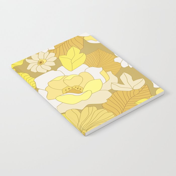 Yellow, Ivory and Brown Retro Flowers Notebook Gallery Image 2