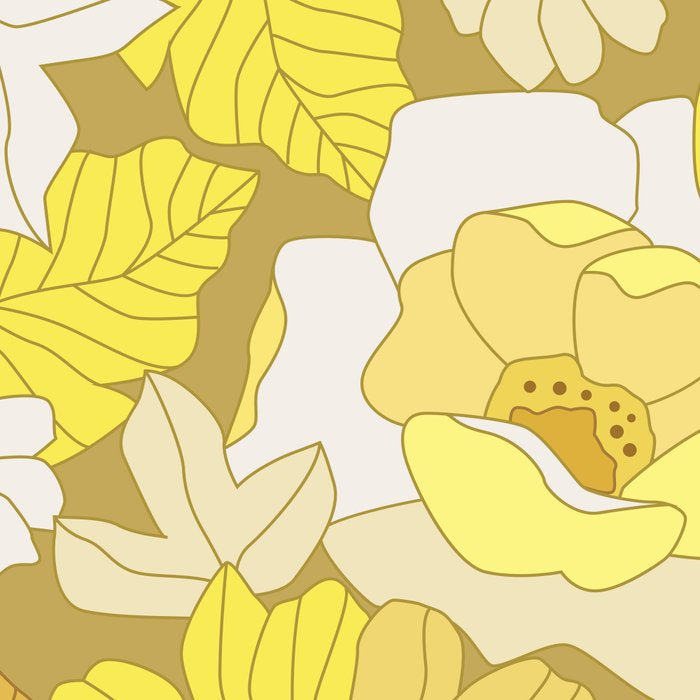 Yellow, Ivory and Brown Retro Flowers Coffee Mug Gallery Image 2
