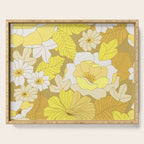 Yellow, Ivory and Brown Retro Flowers Serving Tray Gallery Image 1