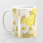 Yellow, Ivory and Brown Retro Flowers Coffee Mug Gallery Image 3