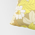 Yellow, Ivory and Brown Retro Flowers Pillow Sham Gallery Image 4