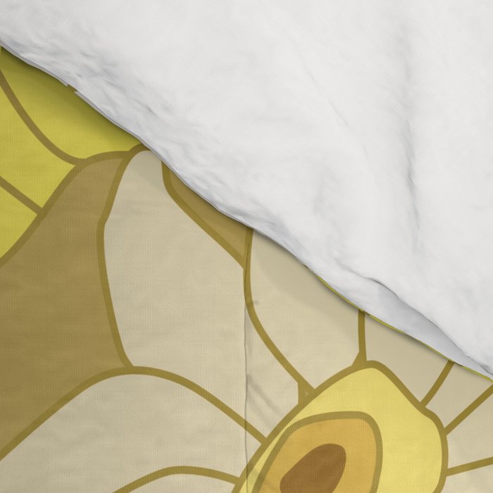 Yellow, Ivory and Brown Retro Flowers Comforter Gallery Image 4
