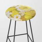 Yellow, Ivory and Brown Retro Flowers Stool Gallery Image 2