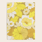 Yellow, Ivory and Brown Retro Flowers Poster Gallery Image 4