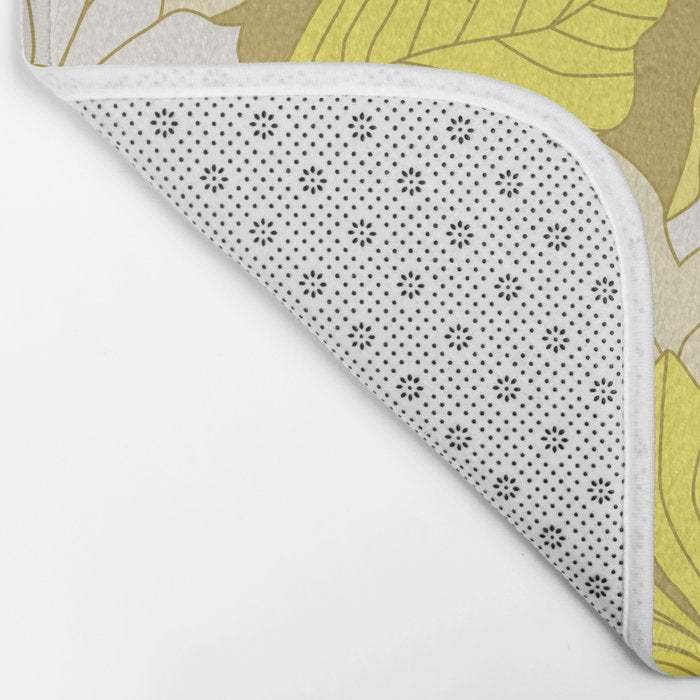 Yellow, Ivory and Brown Retro Flowers Bath Mat Gallery Image 2