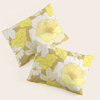 Yellow, Ivory and Brown Retro Flowers Pillow Sham Gallery Image 3