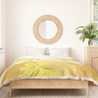 Yellow, Ivory and Brown Retro Flowers Duvet Cover Gallery Image 3