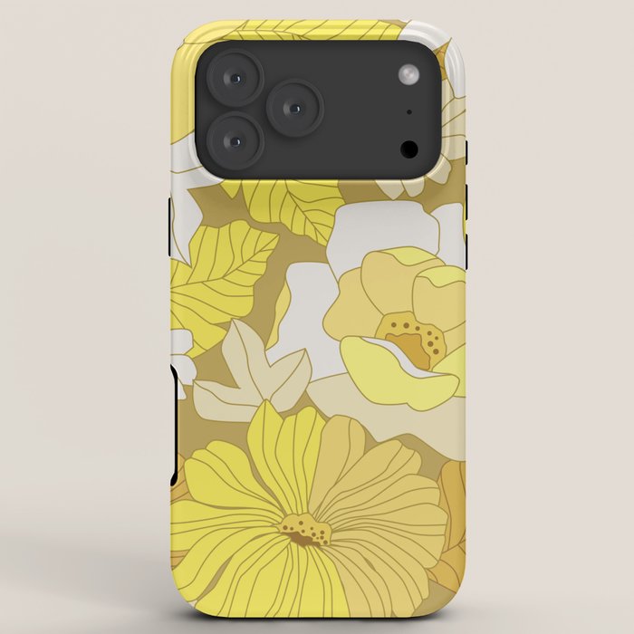 Yellow, Ivory and Brown Retro Flowers iPhone Case Gallery Image 8