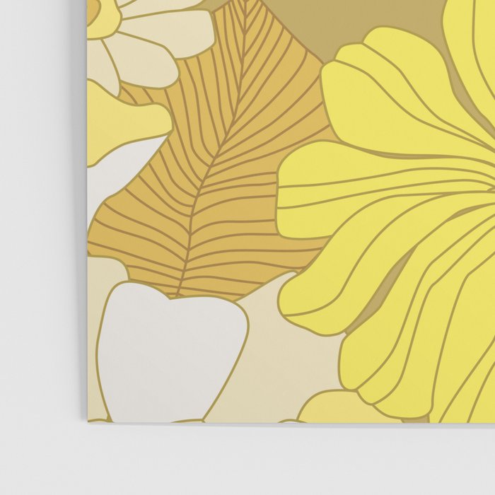 Yellow, Ivory and Brown Retro Flowers Poster Gallery Image 3