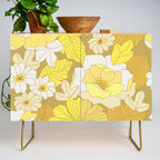 Yellow, Ivory and Brown Retro Flowers Credenza Gallery Image 1