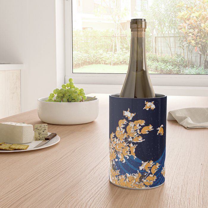 Shiba Inu The Great Wave in Night Wine Chiller Gallery Image 4