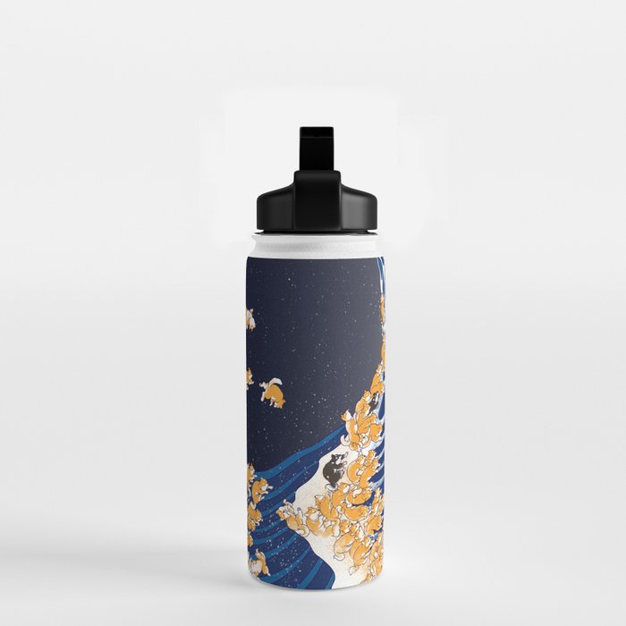 Shiba Inu The Great Wave in Night Water Bottle Gallery Image 2