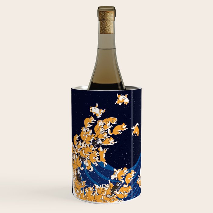 Shiba Inu The Great Wave in Night Wine Chiller Gallery Image 1