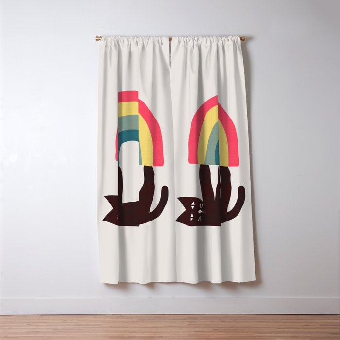 Cat with rainbow Window Curtain Gallery Image 3