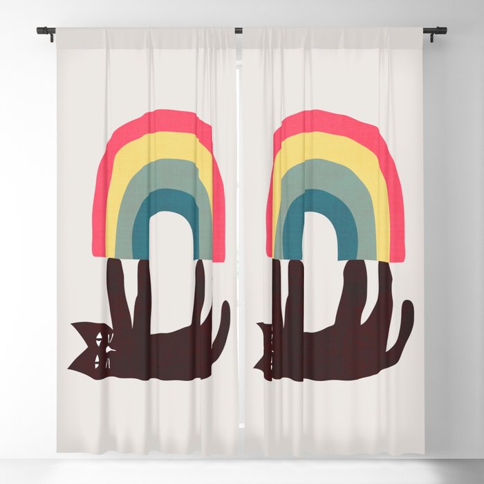 Cat with rainbow Window Curtain Gallery Image 5