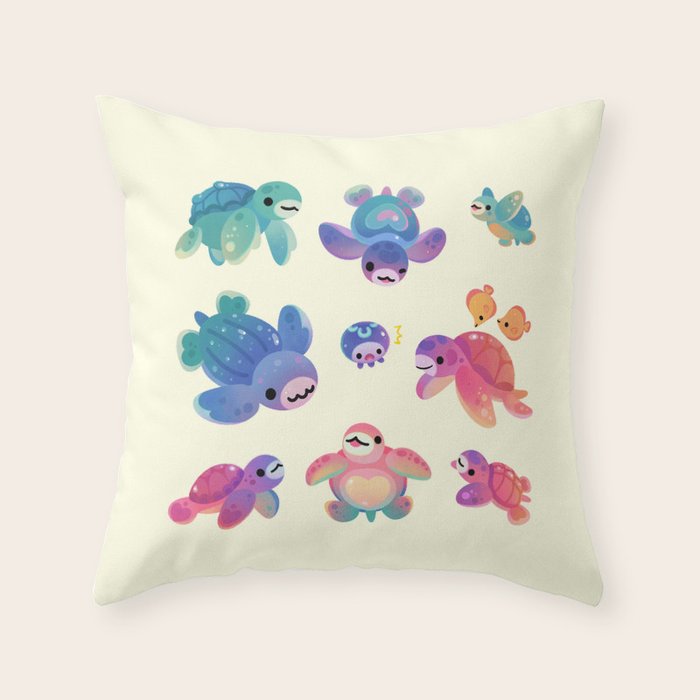 Sea turtle - bright Throw Pillow Gallery Image 6