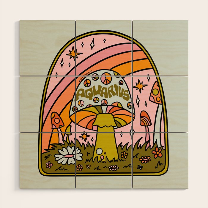 Aquarius Mushroom Wood Wall Art Gallery Image 1