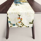 Cream Blue Yellow Floral Table Runner Gallery Image 1