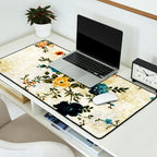 Cream Blue Yellow Floral Desk Mat Gallery Image 2