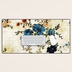 Cream Blue Yellow Floral Desk Mat Gallery Image 1