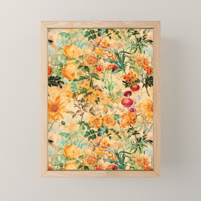 Vintage & Shabby Chic -  Sunny Gold Botanical Flowers Summer Day Mini Art Print Gallery Image 1