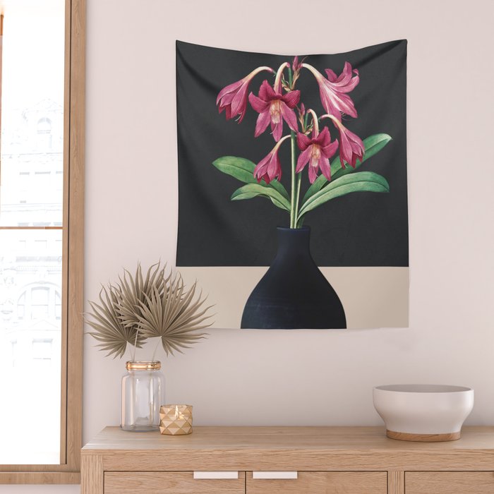 Flowers in Black Vase 3 Wall Tapestry Gallery Image 2