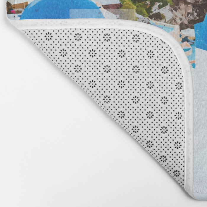 Greek Fantasy, Greece Travel Tropical Photography, Nature Landscape Ocean Architecture Graphic Bath Mat Gallery Image 2