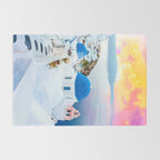 Greek Fantasy, Greece Travel Tropical Photography, Nature Landscape Ocean Architecture Graphic Rug Gallery Image 2