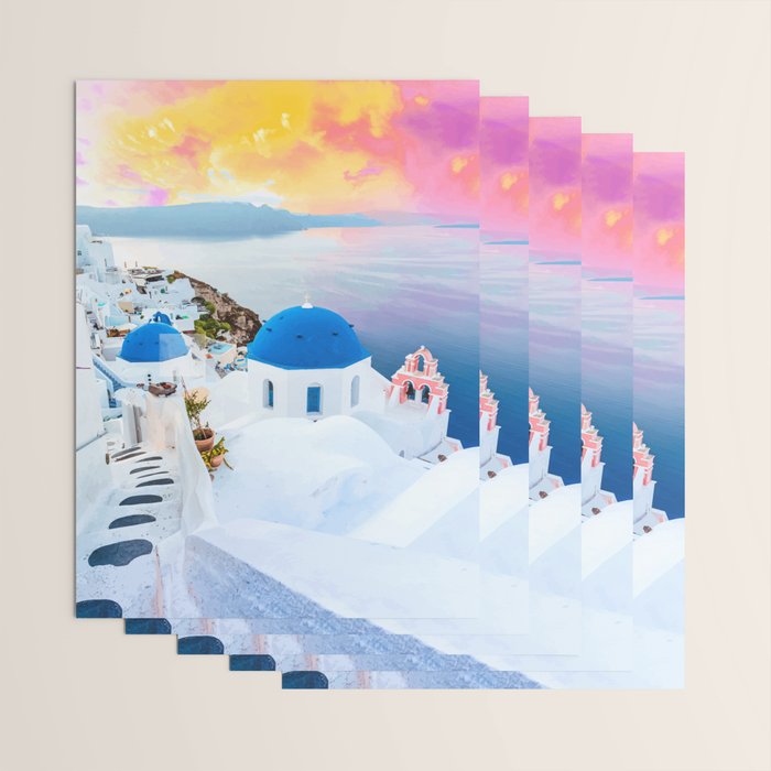 Greek Fantasy, Greece Travel Tropical Photography, Nature Landscape Ocean Architecture Graphic Wrapping Paper Gallery Image 3