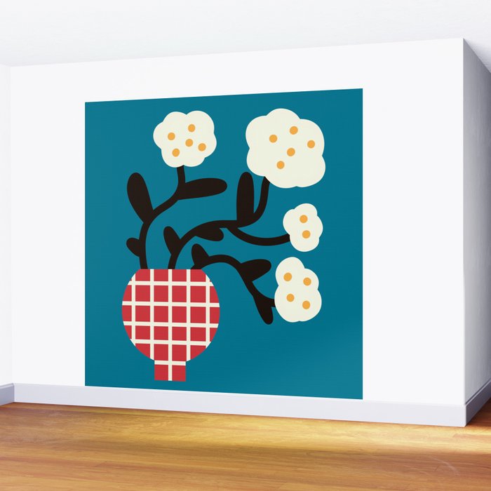 Modern Minimalist Cotton Flowers Wall Mural Gallery Image 2