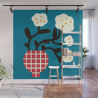 Modern Minimalist Cotton Flowers Wall Mural Gallery Image 1