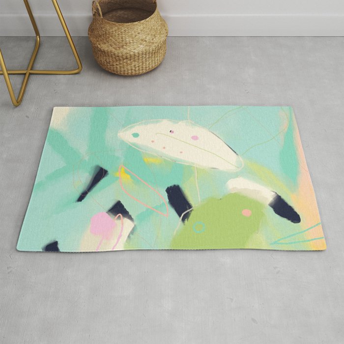minimal floral abstract art Rug Gallery Image 1