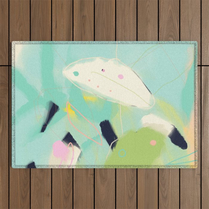 minimal floral abstract art Outdoor Rug Gallery Image 1