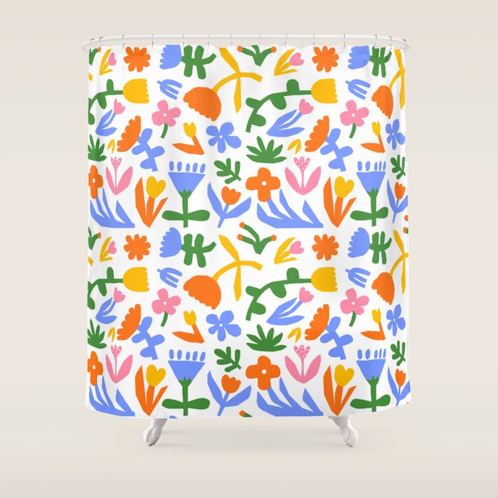Colorful abstract flower art pattern Shower Curtain Gallery Image 1