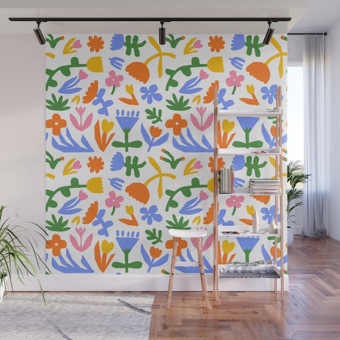 Colorful abstract flower art pattern Wall Mural Gallery Image 1