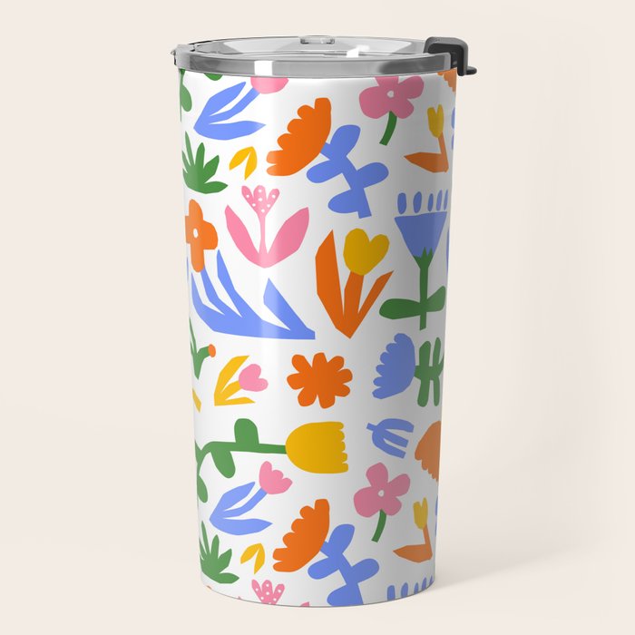 Colorful abstract flower art pattern Travel Mug Gallery Image 2