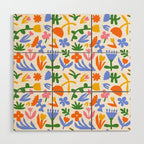 Colorful abstract flower art pattern Wood Wall Art Gallery Image 1