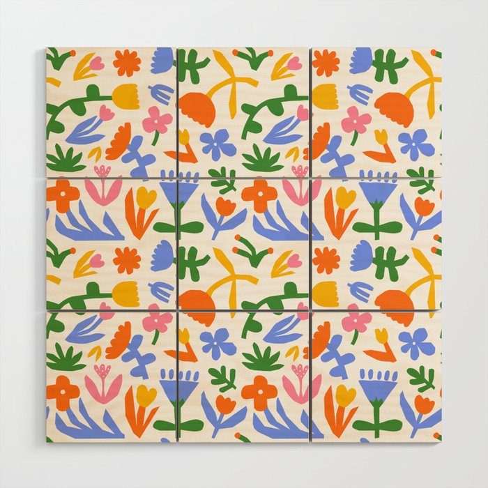 Colorful abstract flower art pattern Wood Wall Art Gallery Image 1