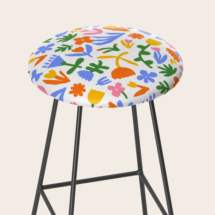 Colorful abstract flower art pattern Stool Gallery Image 2