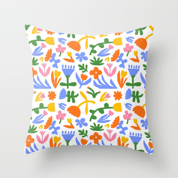 Colorful abstract flower art pattern Throw Pillow Gallery Image 1