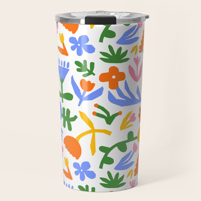 Colorful abstract flower art pattern Travel Mug Gallery Image 1